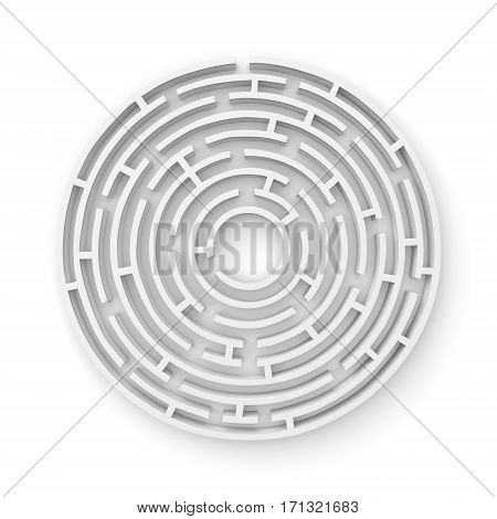 3D white round maze consruction isolated on white background. Concept design. Abstract art