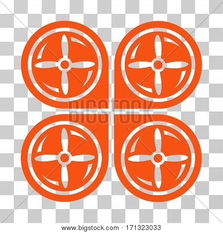 Nanocopter Screws Rotaion icon. Vector illustration style is flat iconic symbol orange color transparent background. Designed for web and software interfaces.