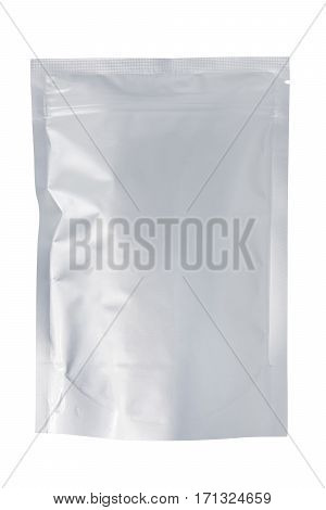 Foil zip lock bag isolated on white with clipping path