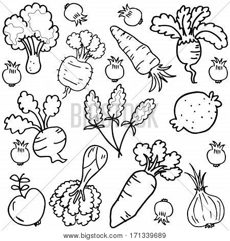 Vector art of vegetable set doodles collection stock