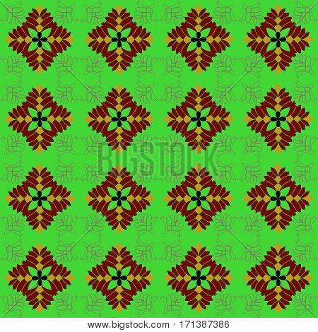 vegetable decorative pattern on a green background