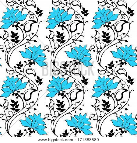 blue flowers pattern on a white background