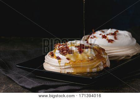 Pavlova Dessert With Caramel