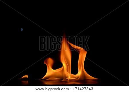 Beautiful Fire Flames On A Black Background.