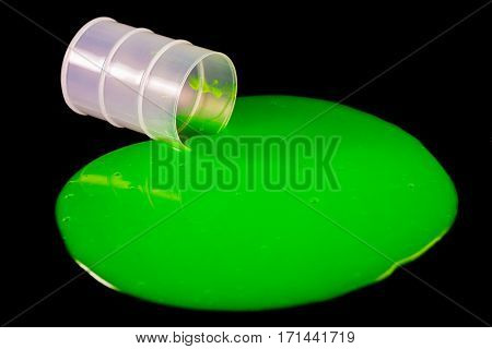 Green Slime Spills Out Of Barrel