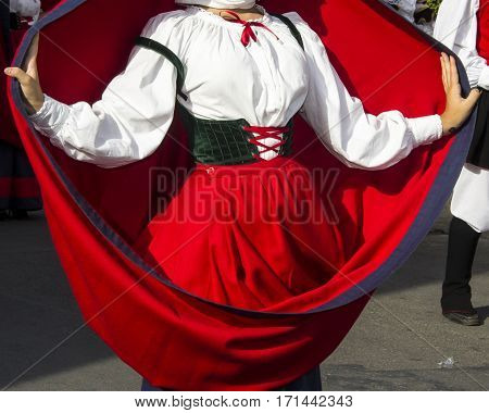 SELARGIUS, ITALY - September 8, 2013: Former marriage Selargino - Sardinia - Parade of folk group Maria Bambina Usini
