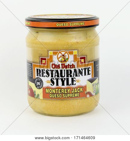 Spencer Wisconsin February 15 2017 Jar of Old Dutch Monterey Jack Queso Supreme Old Dutch is an American based company founded in 1934