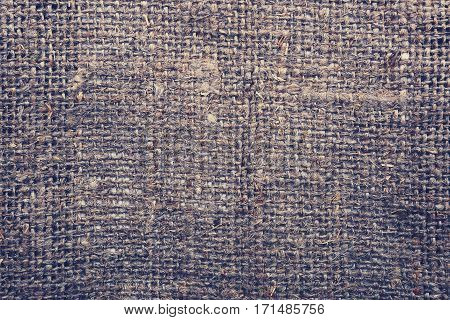 Sackcloth texture background. Old sackcloth close up. Free space for text on sackcloth textured background.
