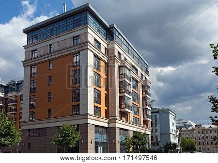 MOSCOW/ RUSSIA - JULY 16. Buildings of the new luxury residential complex Four suns in the center of Moscow, Russia on July 16, 2015.