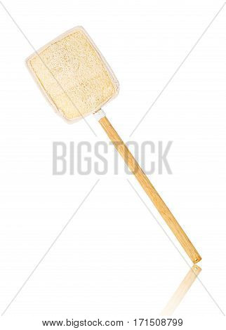 Wooden loofah or loofah brush for scrub body isolated on white background Saved clipping path.