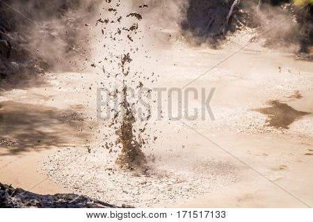Mud pool in the Wai-o-tapu geothermal area, Rotorua, New Zealand
