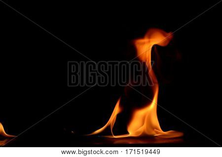 Beautiful Fire Flames On A Black Background.