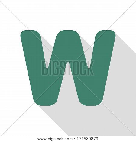 Letter W sign design template element. Veridian icon with flat style shadow path.