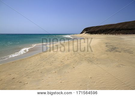The Famous Lagoon In Risco El Paso At Playas De Sotavento, Fuerteventura