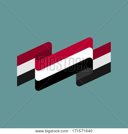 Yemen Flag Ribbon Isolated. Yemeni Tape Banner. National Symbol Of Ountrys Public