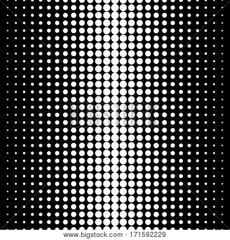 Vector seamless pattern, black & white halftone transition, different sized spots. Dynamic visual effect, modern simple endless monochrome background. Geometric texture for prints, decoration, textile, digital