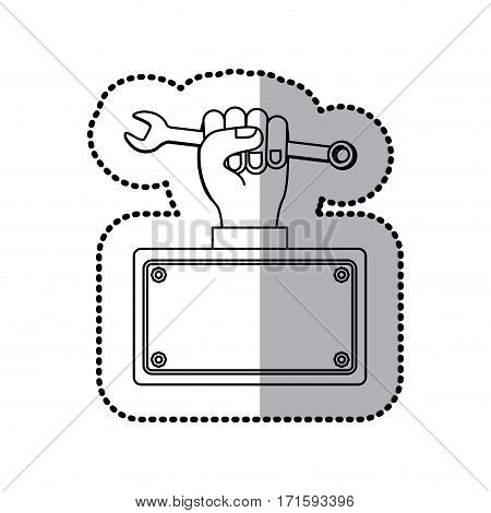 wrench in the hand icon stock, vector illustration design