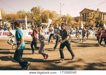Russia, Yekaterinburg - SEPTEMBER 25, 2016: Runners on The Russian Running Day in Yekaterinburg (Ekaterinburg), Russia