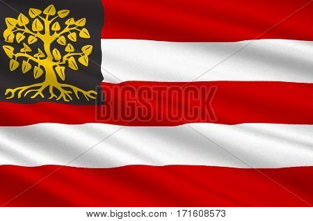 Flag of Hertogenbosch is a city and municipality in the southern Netherlands. It is the capital of the province of North Brabant. 3d illustration