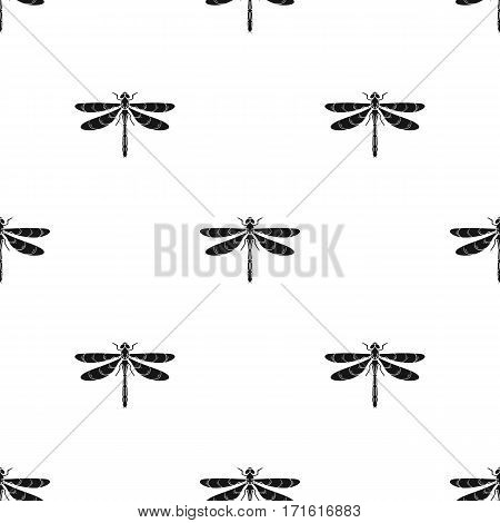 Dragonfly icon in black design isolated on white background. Insects pattern stock vector illustration.