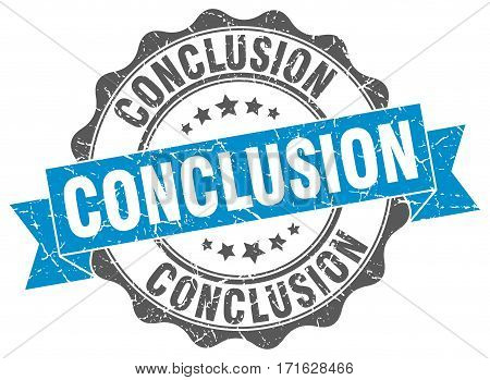 conclusion. stamp. sign. seal. round. retro. ribbon