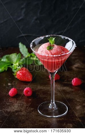 Strawberry Sorbet With Mint
