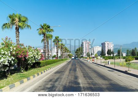 Kumluca, Turkey - June 20.2014. General view of the city in the summer at the height of tourist season