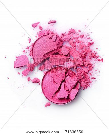 Round Pink Crushed Eyeshadow For Makeup As Sample Of Cosmetic Product