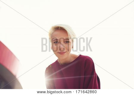 Close up portrait of beautiful female hipster 