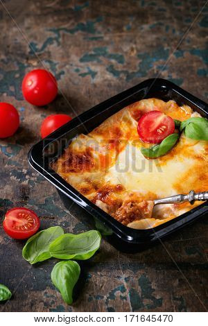 Lasagna In Plastic Box