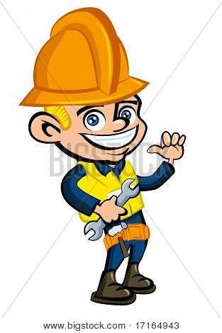 Dibujos animados de dibujos animados de un casco de trabajador conuna