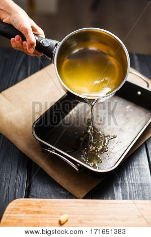 hot sugar syrup in the dark still form
