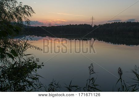 sunset at the river Naab next to Schwandorf in Bavaria