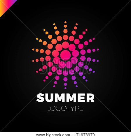 Summer Sun With Dot Logo. Creative Circel Or Dots Star Logotype