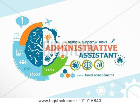 Administrative Assistant Related Words And Brain Concept.