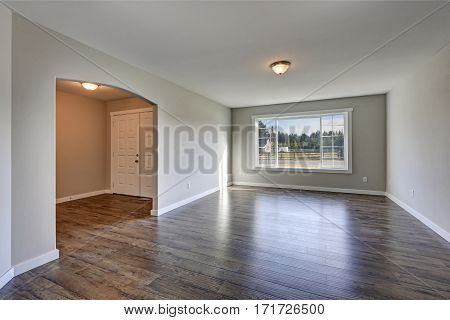 Empty Rambler Home Interior With Grey Walls Paint Color