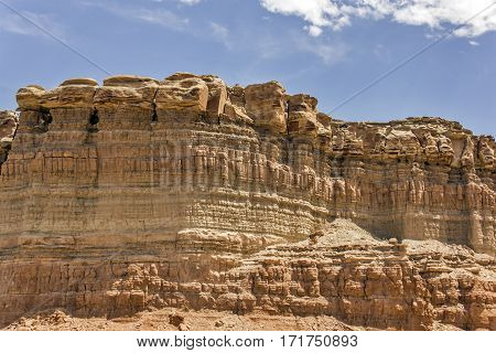 Multi-layered rock formations in the middle of Utah.