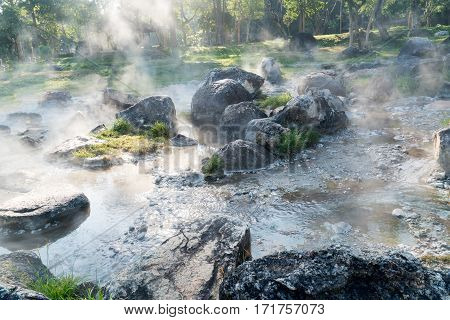 Natural hot spring in Jae Sawn National Park, Lampang, Thailand