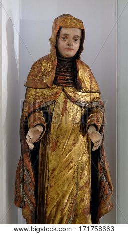 ZAGREB, CROATIA - FEBRUARY 17: St. Catherine of Siena, the end of the 17th century, the church of St. Mary in Velika Lesnica, exhibited in the Museum of Arts and Crafts in Zagreb, on February 17, 2015