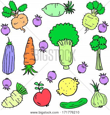 Vector art of vegetable set style collection stock