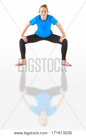 Beautiful Woman Doing Yoguna White Background