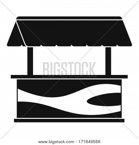 Market stall with awning icon. Simple illustration of market stall with awning vector icon for web
