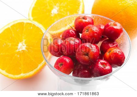 Brazilian Acerola Cherry And Orange Fruit