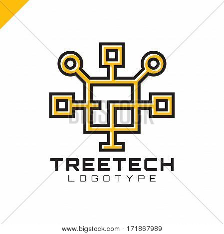 Tech Tree Square Chip Integrate Technology Element Icons Business Logo