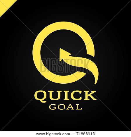 Letter Q Target Or Goal Logo With Arrow Symbol