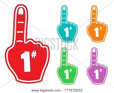 Foam finger number 1 hand fan isolated color design vector stock