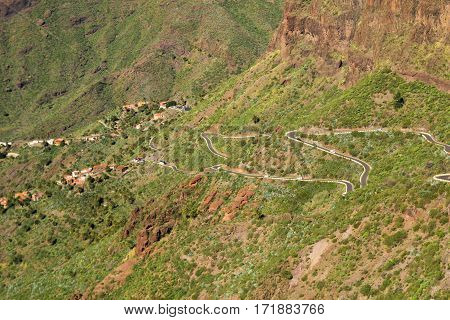 Mountain road to Masca village on Tenerife Canary Islands Spain