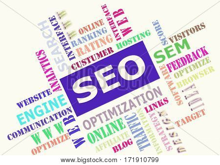 The word cloud of SEO - Search Engine Optimization