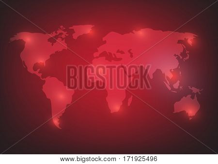 Abstract Vector World Map Illustration red colour