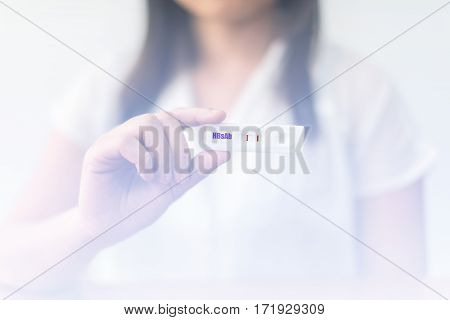 Rapid test cassette for Hepatitis B Surface Antibody Test (HBsAb) The result showed Positive